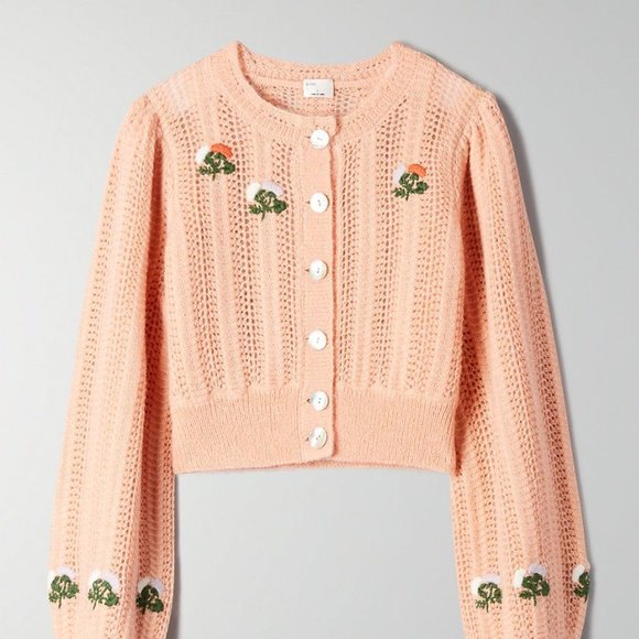 Wilfred Le Fou Polka Sweater Cardigan Aritzia XXS Coral - Picture 1 of 6